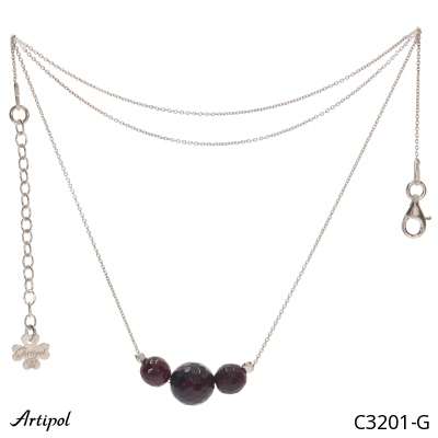 Necklace C3201-G with real Red garnet
