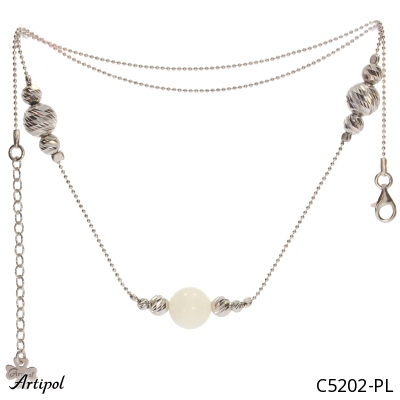 Necklace C5202-PL with real Rainbow Moonstone