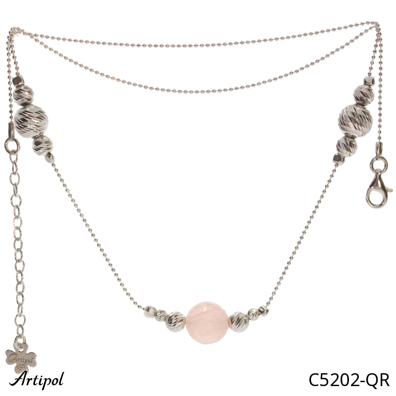 Necklace C5202-QR with real Rose quartz