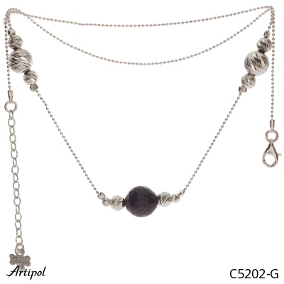 Necklace C5202-G with real Red garnet