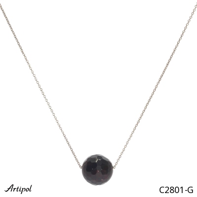 Necklace C2801-G with real Red garnet