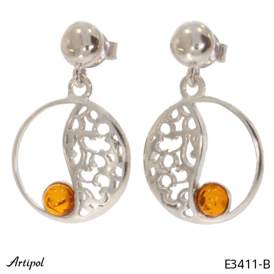 Earrings E3411-B with real Amber