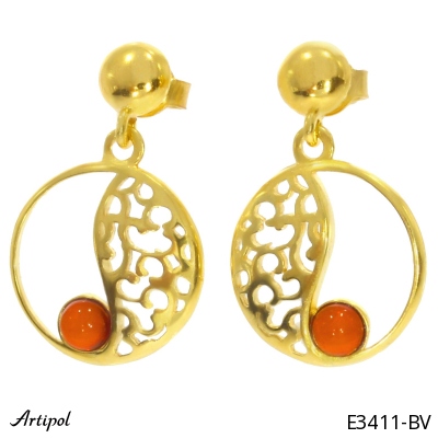 Earrings E3411-BV with real Amber