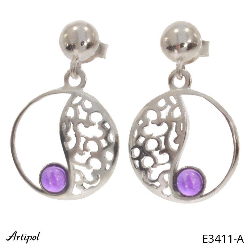 Earrings E3411-A with real Amethyst
