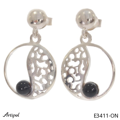 Earrings E3411-ON with real Black Onyx