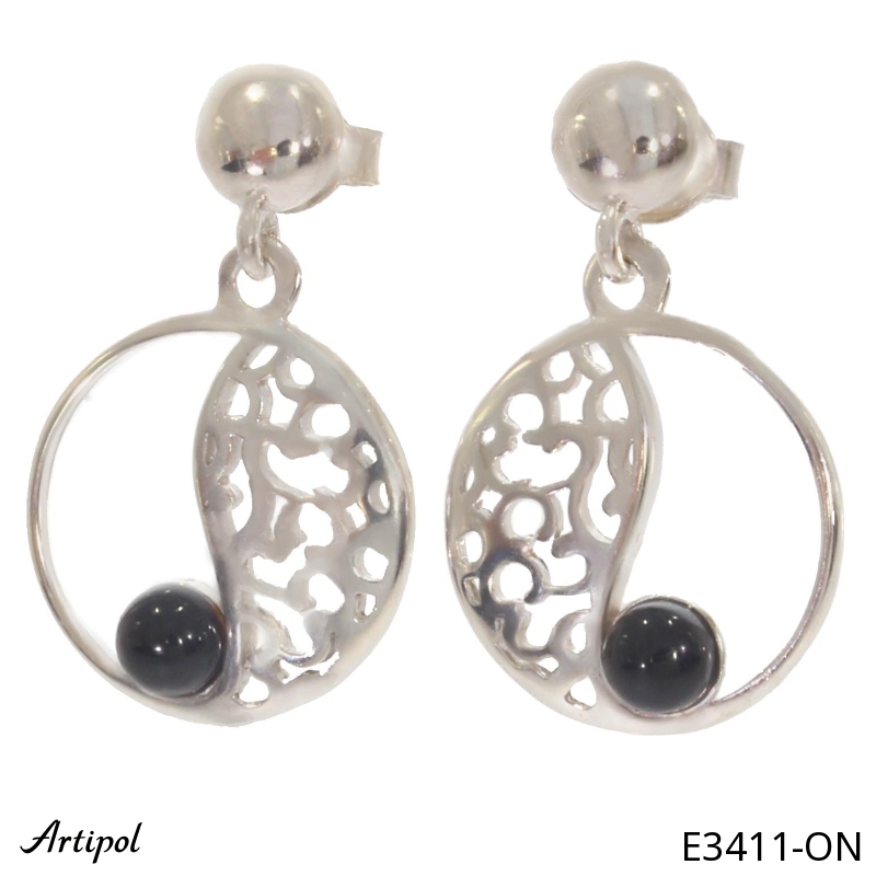 Boucles d'oreilles E3411-ON en Onyx noir véritable