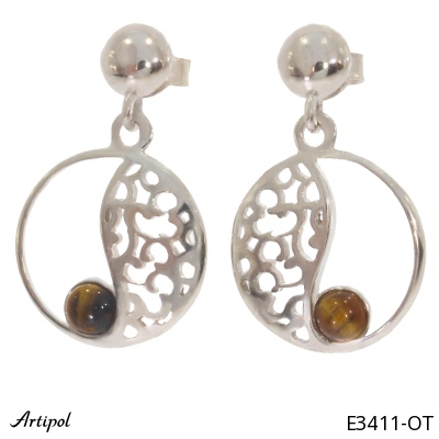 Boucles d'oreilles E3411-OT en Oeil de tigre véritable