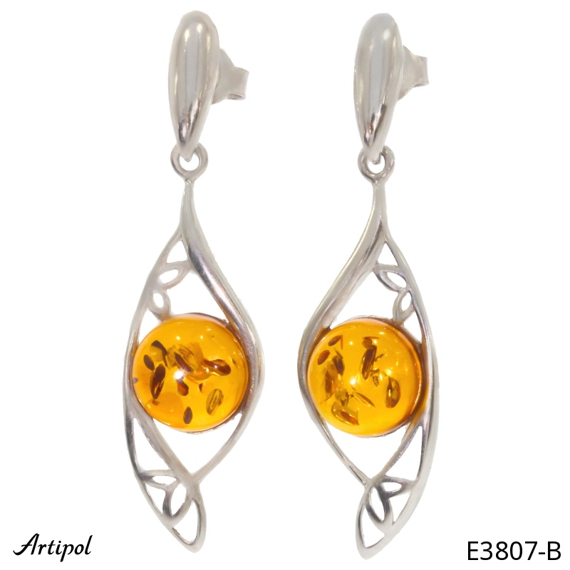 Earrings E3807-B with real Amber