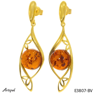 Earrings E3807-BV with real Amber