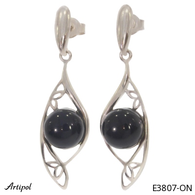 Earrings E3807-ON with real Black Onyx