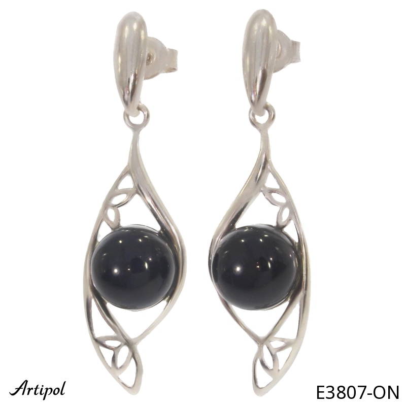 Boucles d'oreilles E3807-ON en Onyx noir véritable