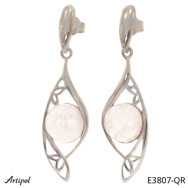 Earrings E3807-QR with real Rose quartz