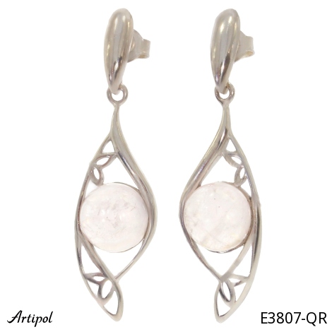 Earrings E3807-QR with real Rose Quartz