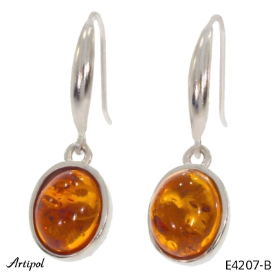 Earrings E4207-B with real Amber