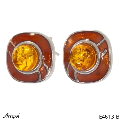 Earrings E4613-B with real Amber