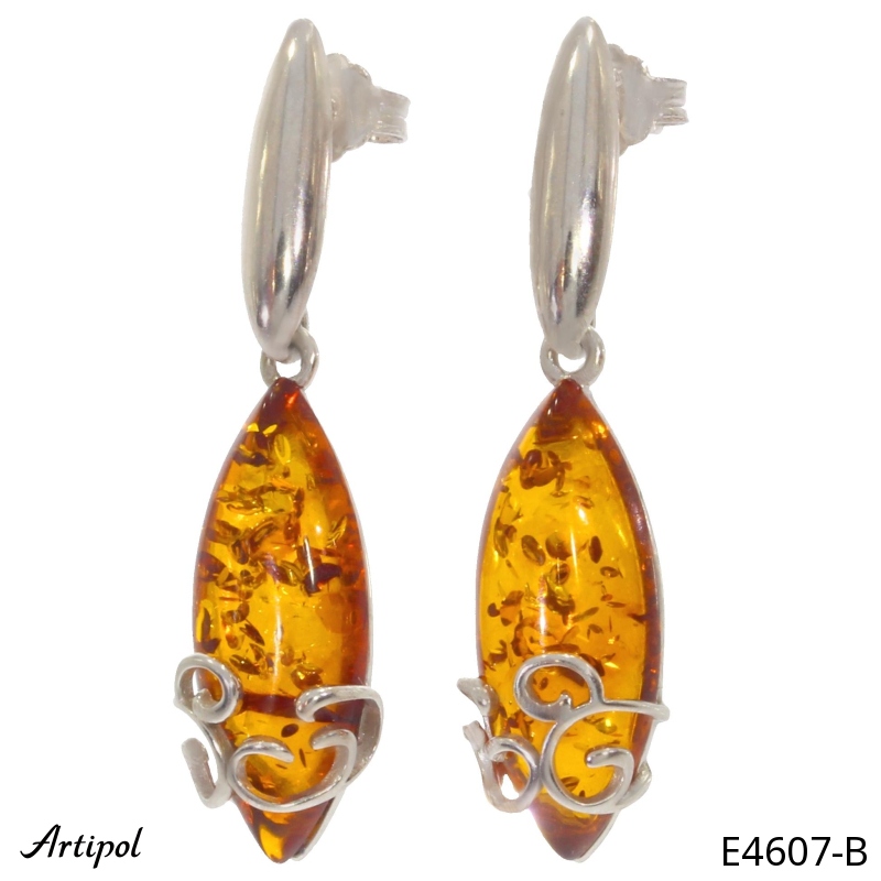 Earrings E4607-B with real Amber