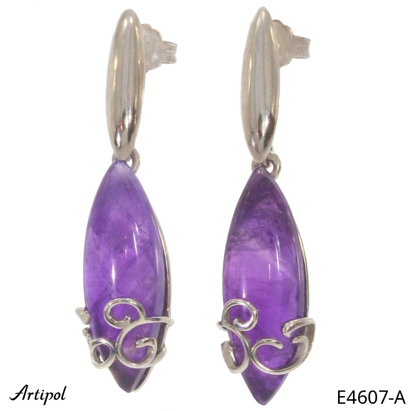 Earrings E4607-A with real Amethyst