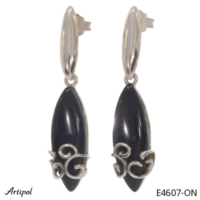 Earrings E4607-ON with real Black Onyx