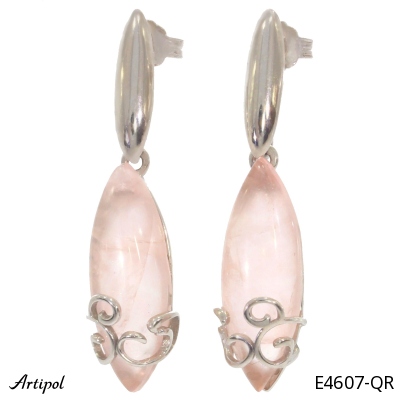 Earrings E4607-QR with real Rose quartz