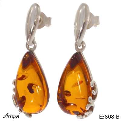 Earrings E3808-B with real Amber