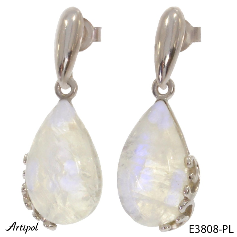 Earrings E3808-PL with real Moonstone