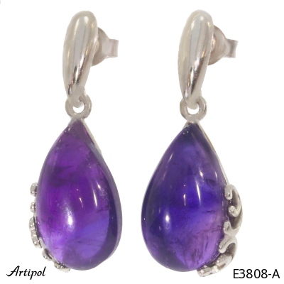 Earrings E3808-A with real Amethyst