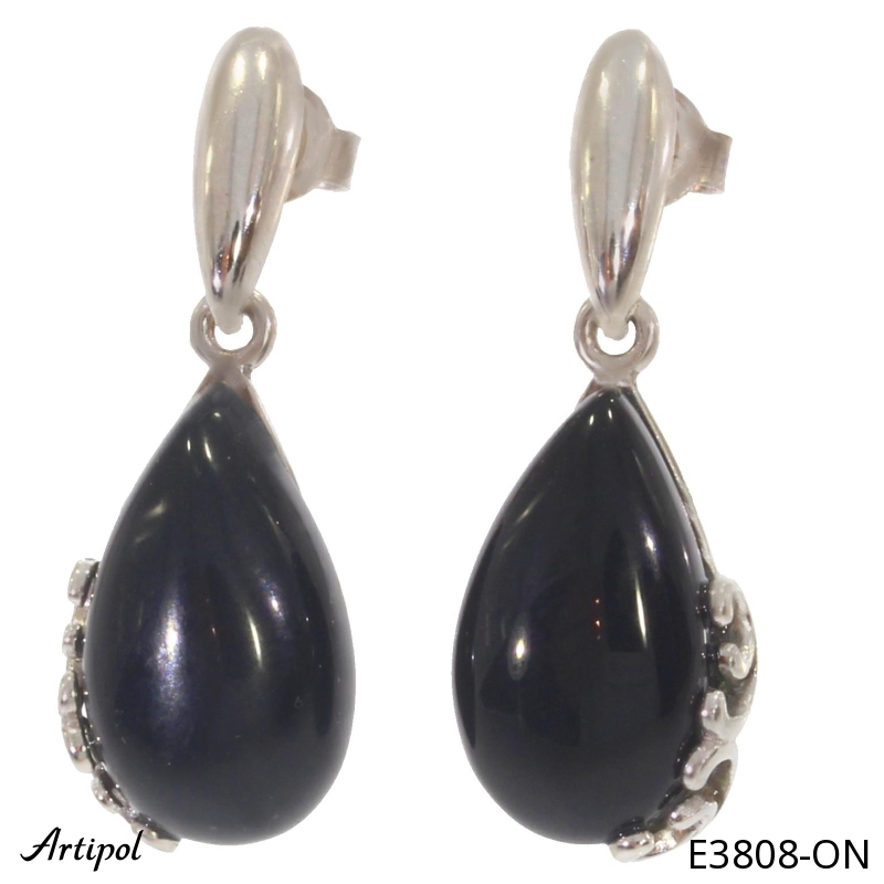 Boucles d'oreilles E3808-ON en Onyx noir véritable