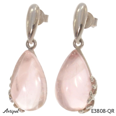 Earrings E3808-QR with real Rose quartz