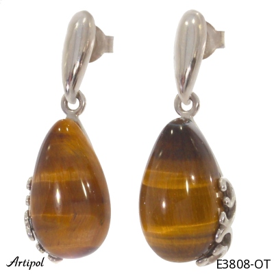 Earrings E3808-OT with real Tiger's eye