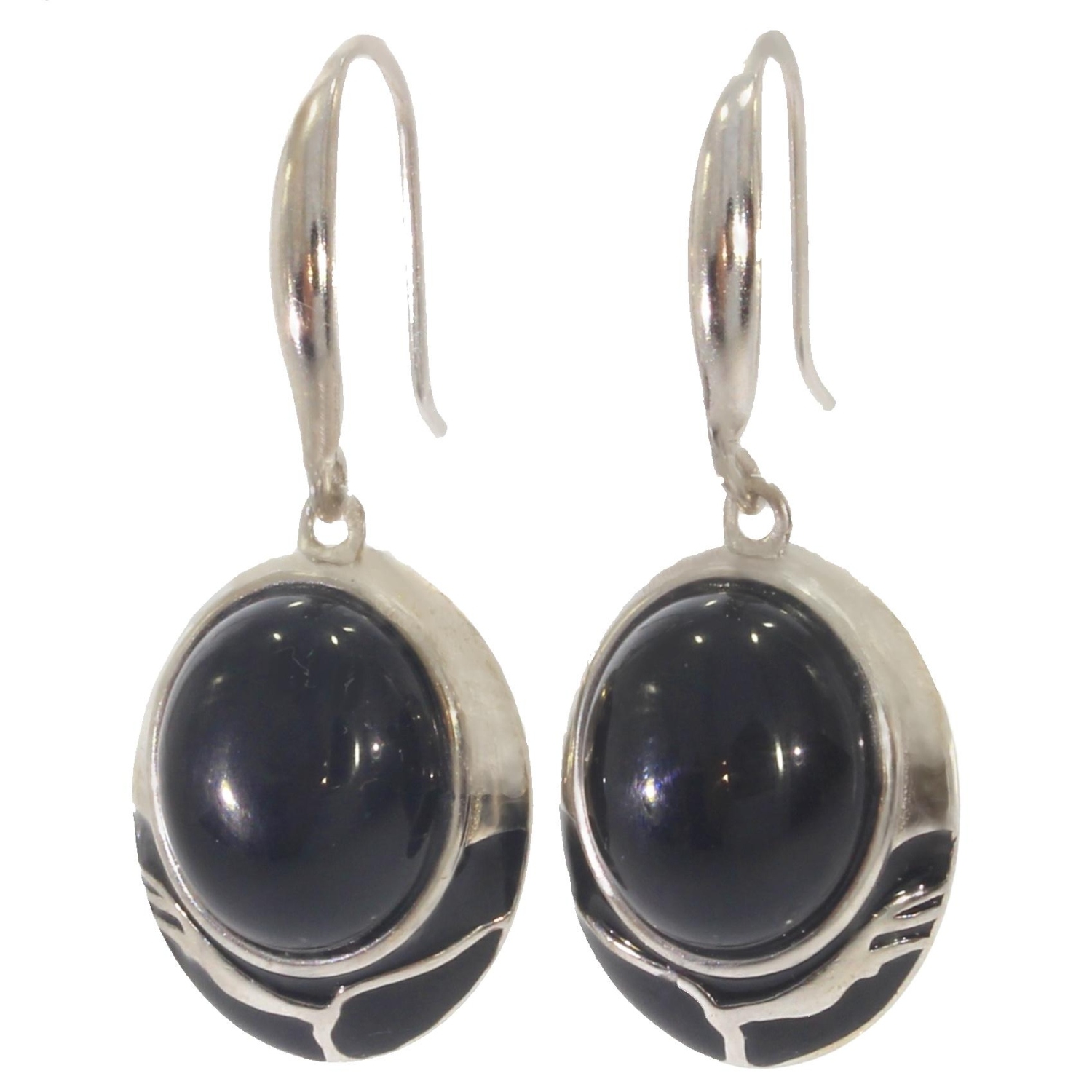 Boucles D'oreilles Anciennes Argent Massif - Avec Citrine Et Pierre De Lune, Occasion