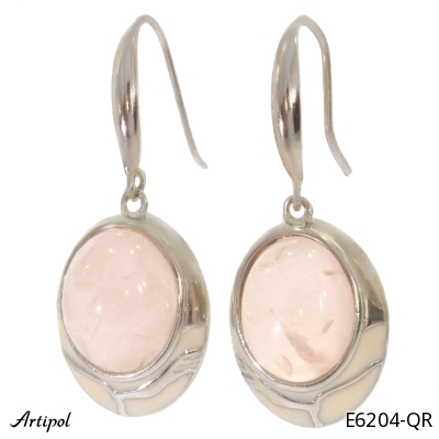 Earrings E6204-QR with real Rose quartz