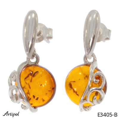 Earrings E3405-B with real Amber