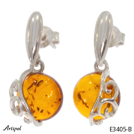 Earrings E3405-B with real Amber