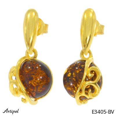Earrings E3405-BV with real Amber