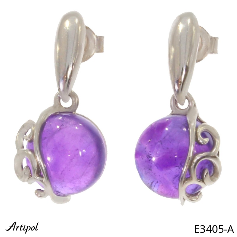 Earrings E3405-A with real Amethyst