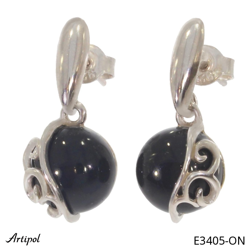 Boucles d'oreilles E3405-ON en Onyx noir véritable