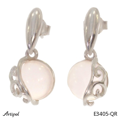 Earrings E3405-QR with real Rose quartz