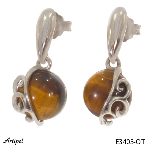 Earrings E3405-OT with real Tiger's eye