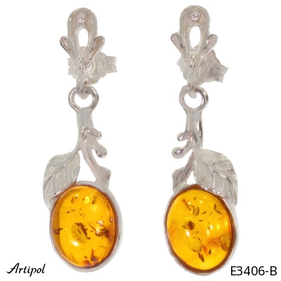 Earrings E3406-B with real Amber