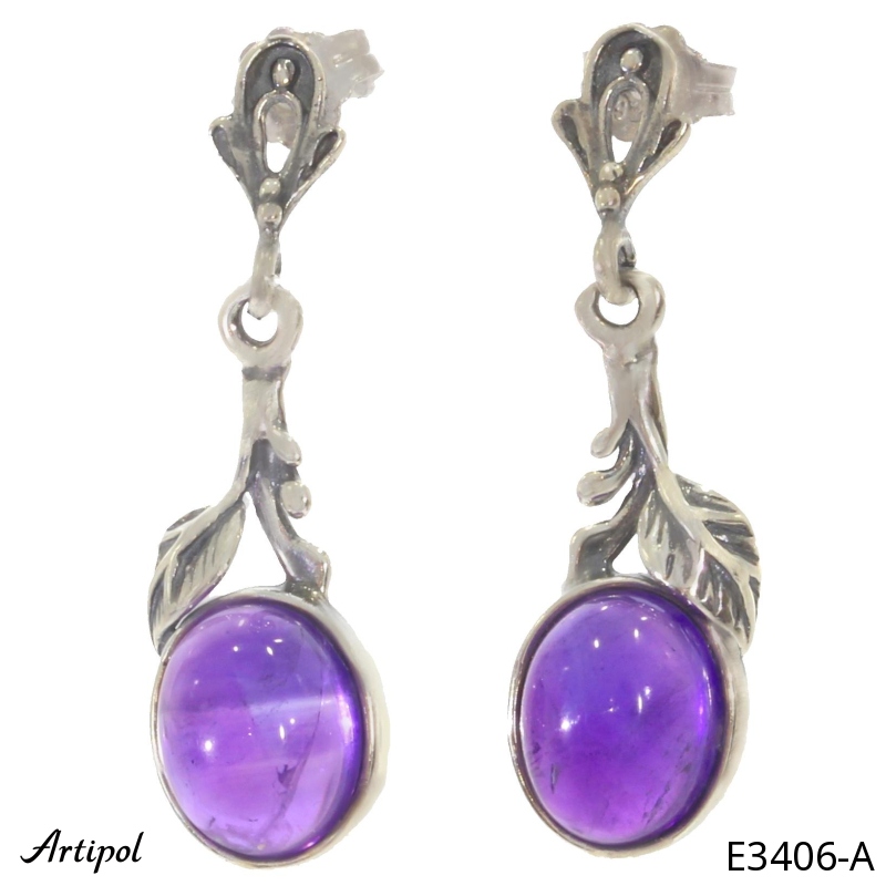 Earrings E3406-A with real Amethyst