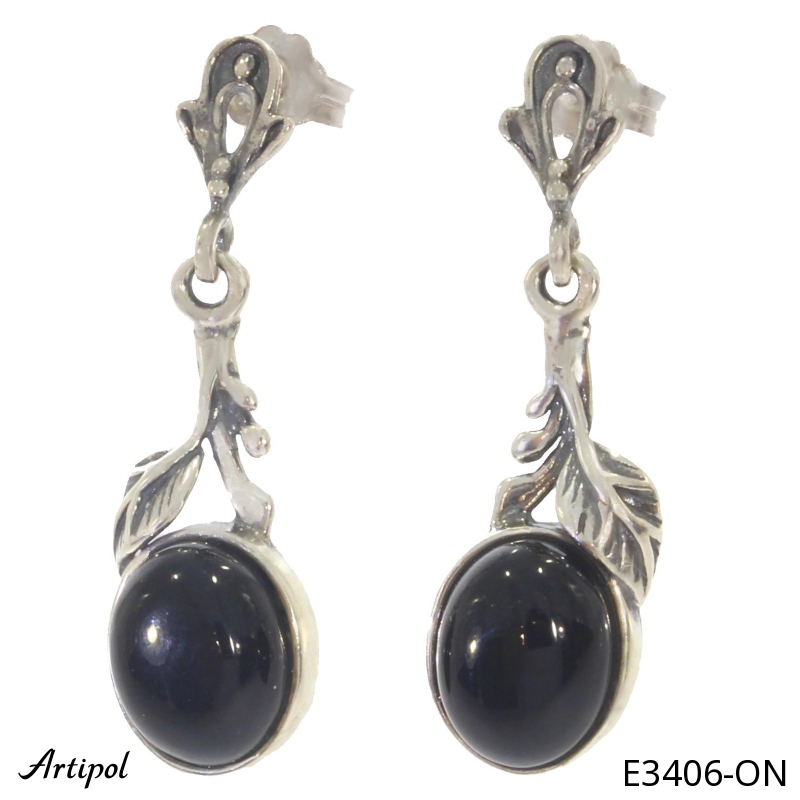 Boucles d'oreilles E3406-ON en Onyx noir véritable