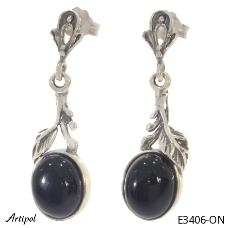 Boucles d'oreilles E3406-ON en Onyx noir véritable