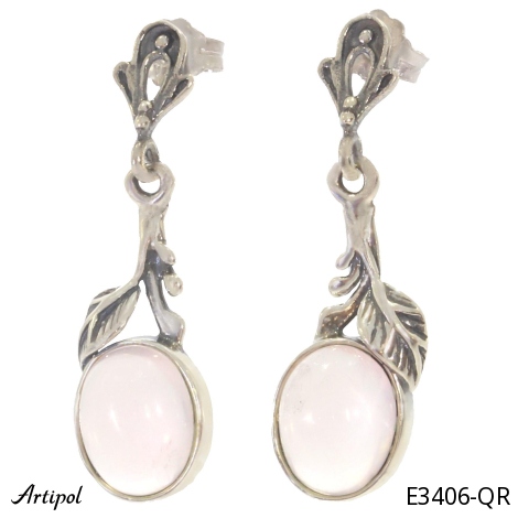 Earrings E3406-QR with real Rose quartz