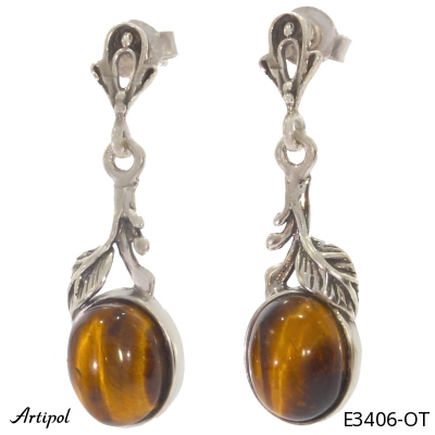 Earrings E3406-OT with real Tiger's eye