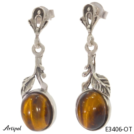 Earrings E3406-OT with real Tiger's eye