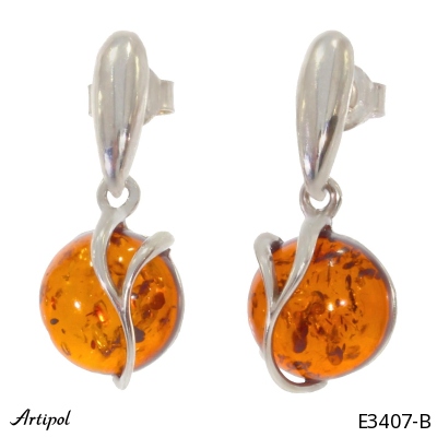 Earrings E3407-B with real Amber