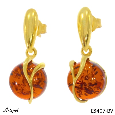 Earrings E3407-BV with real Amber