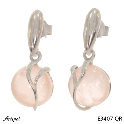Earrings E3407-QR with real Rose quartz