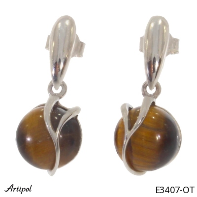 Earrings E3407-OT with real Tiger's eye
