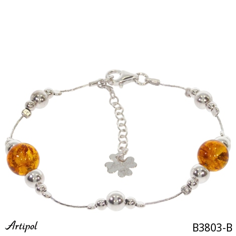 Armreif B3803-B mit echter Bernstein